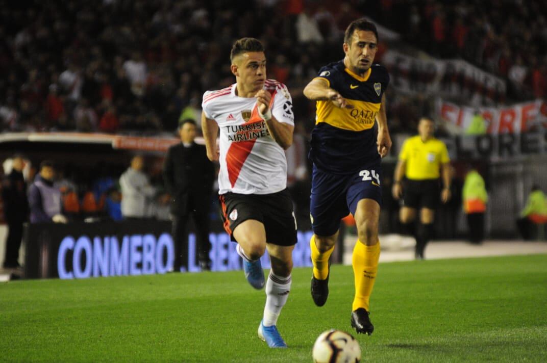 Borré, durante el 2-0 copero ante Boca en el Monumental.