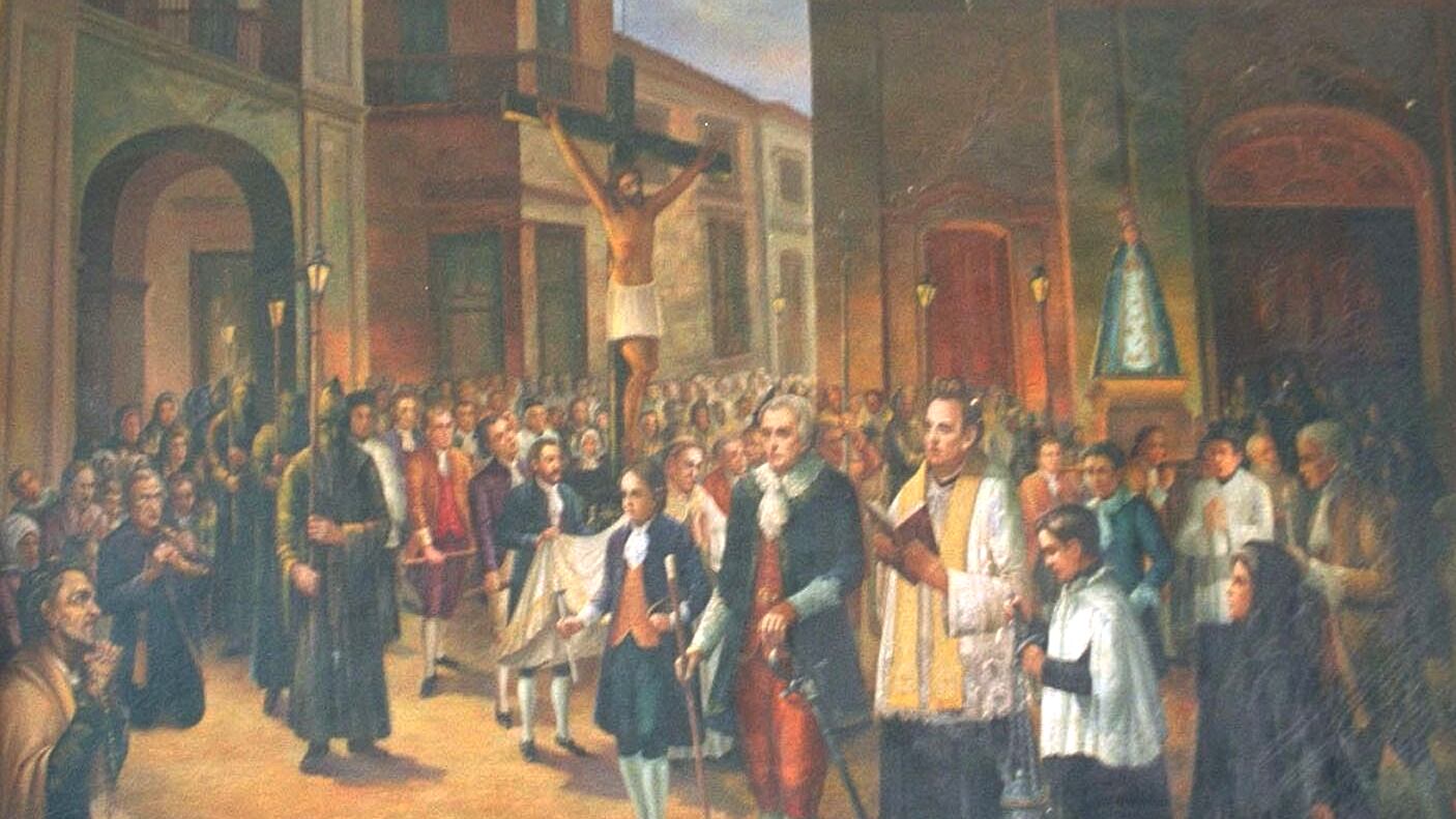 Primera procesión, según la imaginó el pintor Aristene Papi