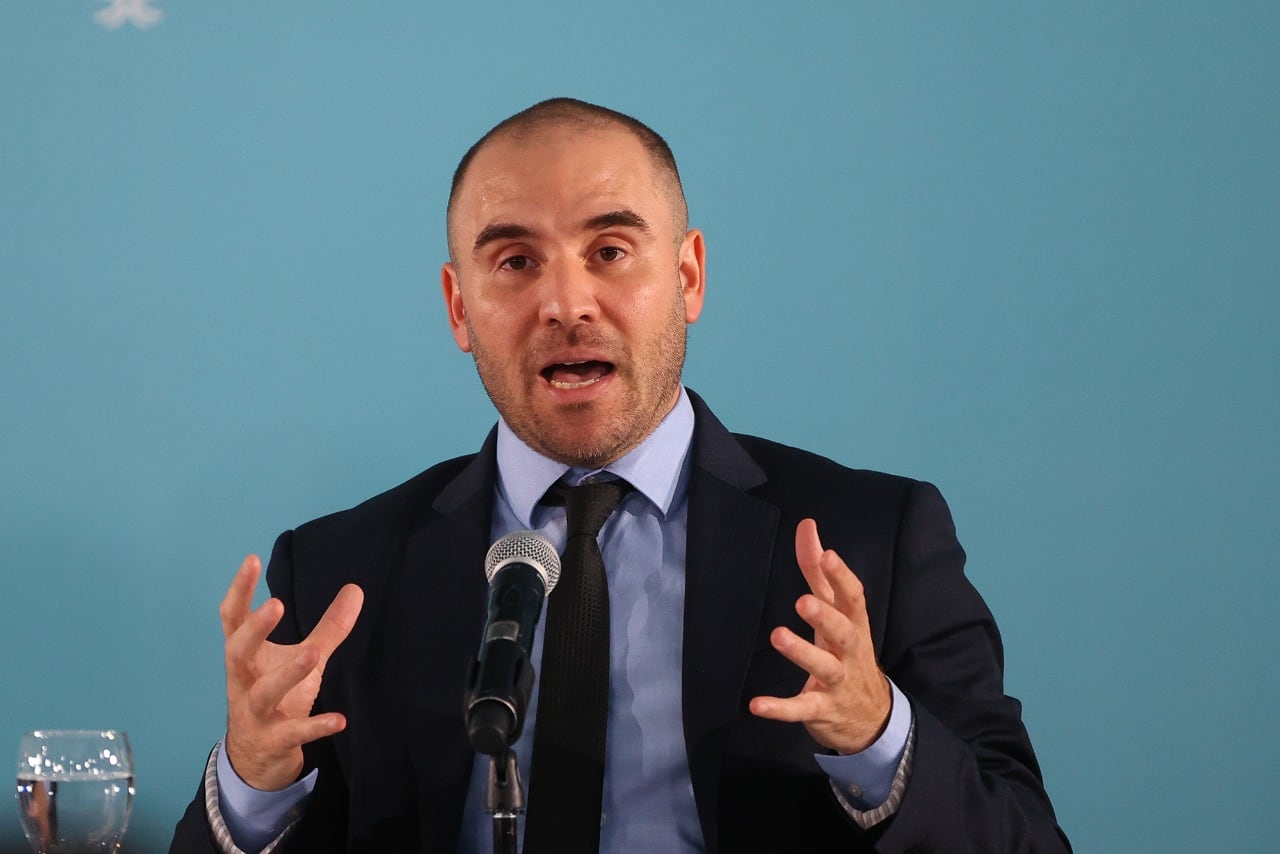 El ministro de Economía, Martín Guzmán, al momento de presentar el proyecto de ley de renta inesperada.