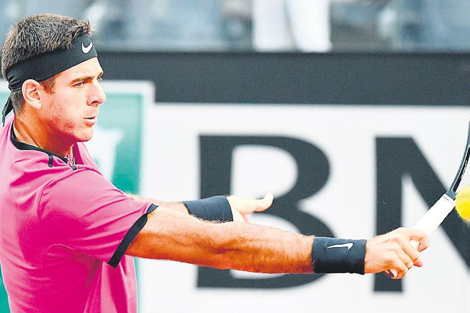 Juan Martín Del Potro es el único tenista argentino que queda en el Masters 1000 de Roma.