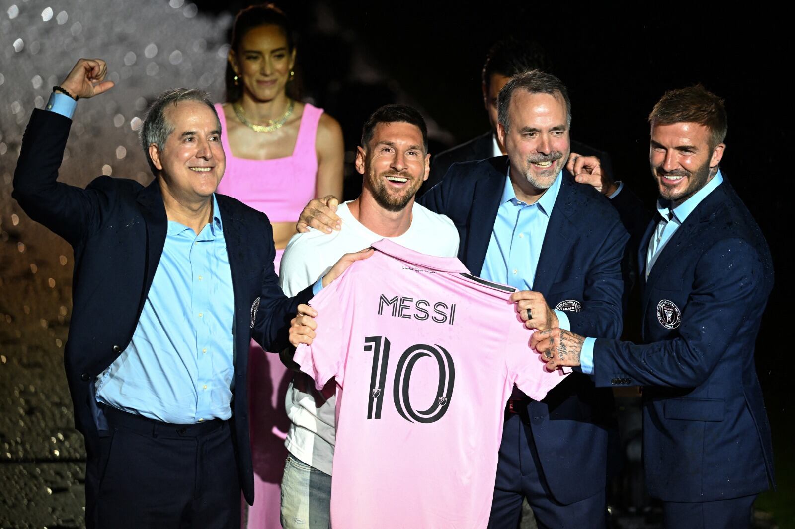 Messi con Beckham y los hermanos Mas