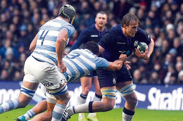 Los Pumas, ayer frente a Escocia en Edimburgo.