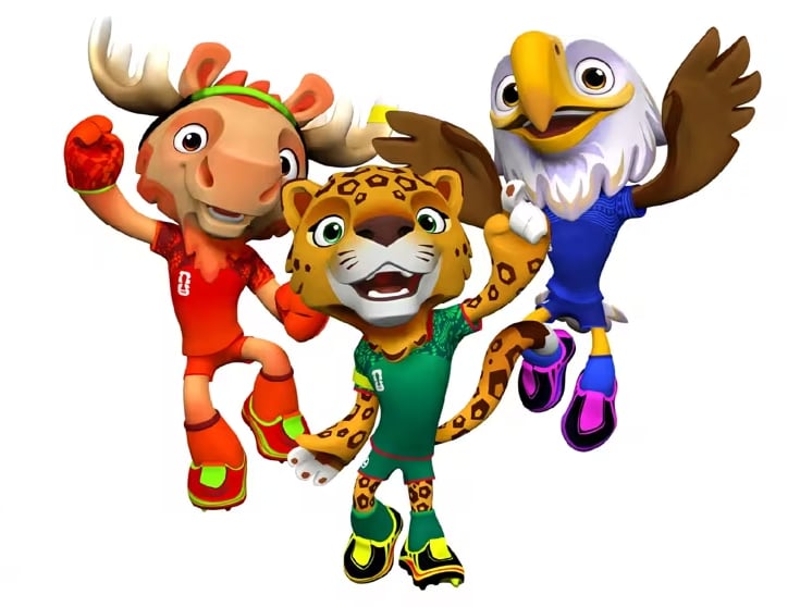 Maple, Zayu y Clutch, las mascotas del Mundial 2026