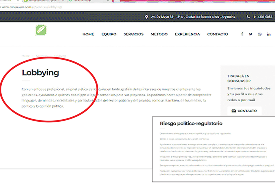 Captura de pantalla: la misma consultora revela su falta de timidez para publicitar los servicios que brinda.