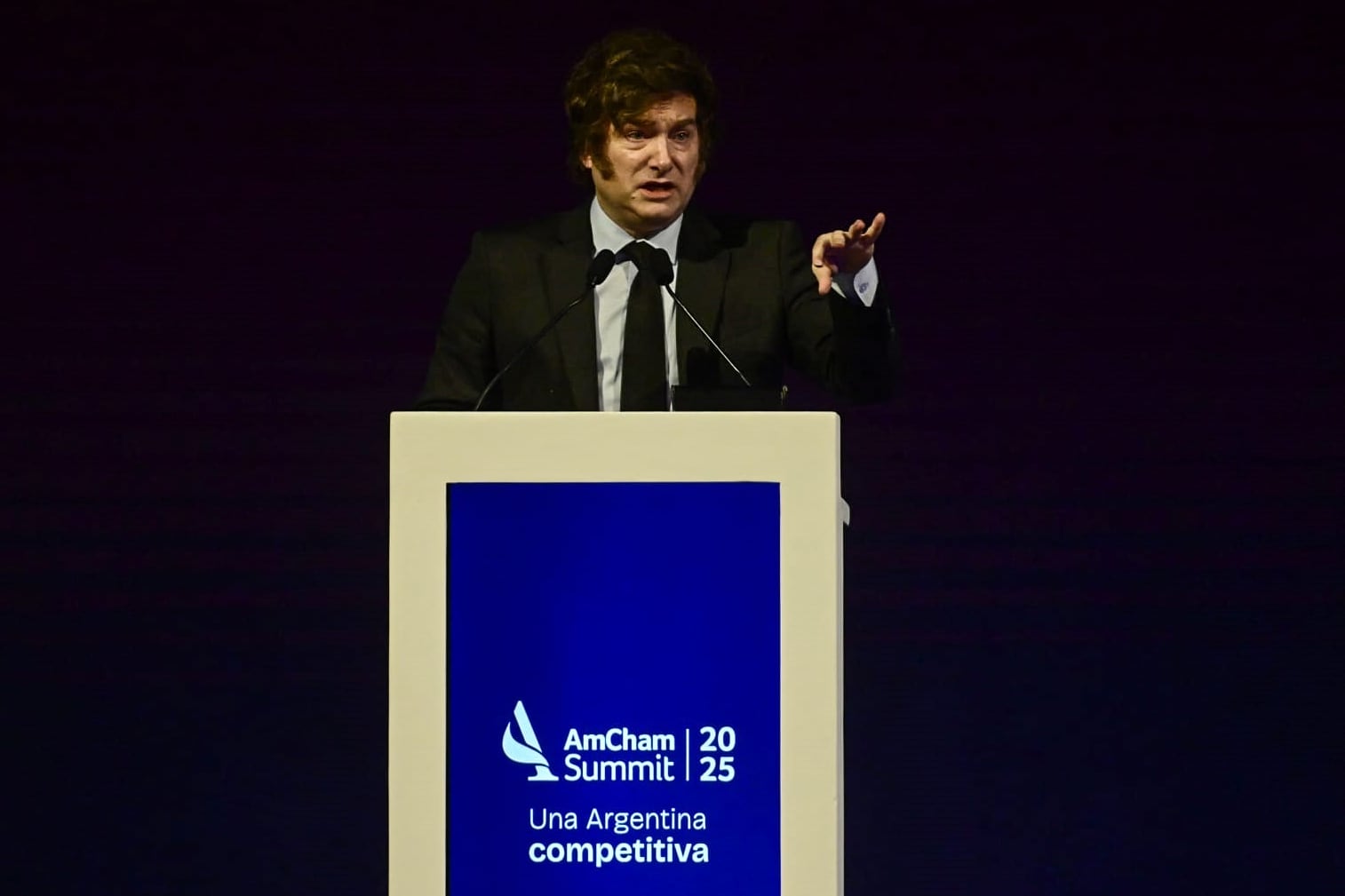 Javier Milei en AmCham. "La tasa de interés va a colapsar porque el riesgo país se va a desplomar" 