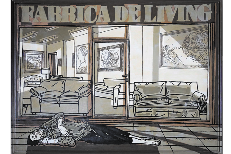 Una de las obras de Pablo Páez Riva exhibidas en el ciclo La línea piensa del Centro Borges.