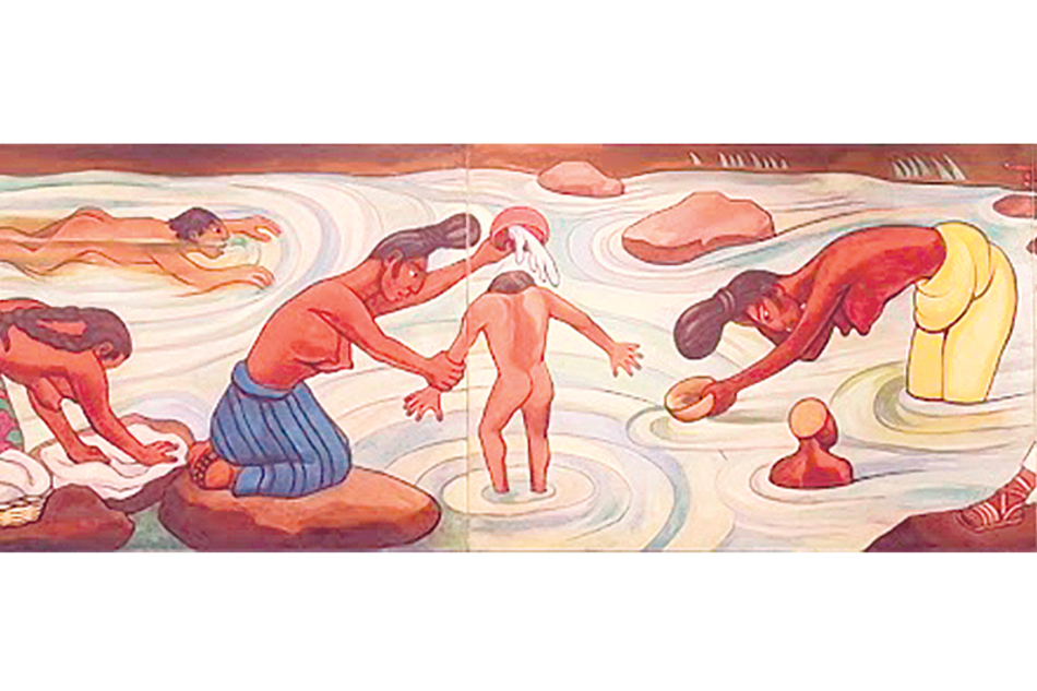 Río Juchitán, ca. 1953-55, óleo de Diego Rivera; 151 x 920 cm –en 4 paneles–; INBA/Museo Nacional de Arte, Ciudad de México.