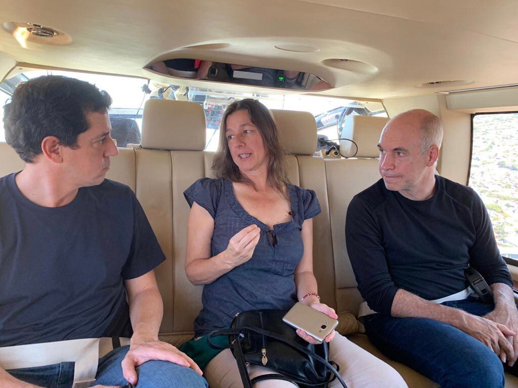 Larreta, la ministra de Seguridad, Sabina Frederic y el ministro del Interior, juntos en un operativo de supervisión de cuarentena.