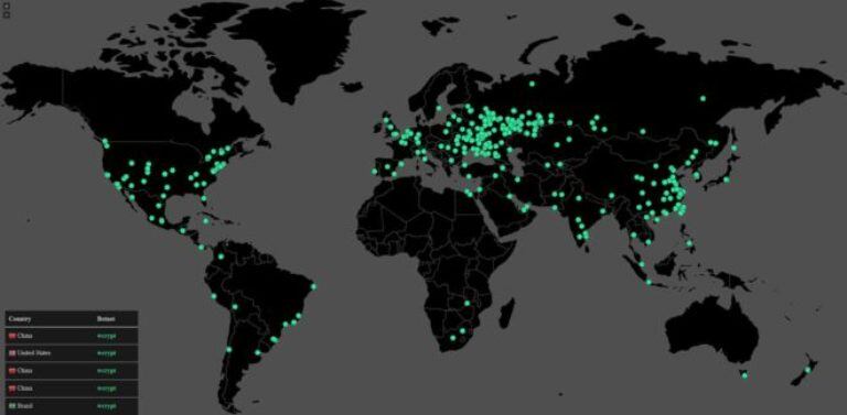 Un mapa que grafica los lugares donde se detectó el virus WannaCry.