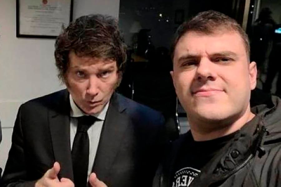 El presidente Javier Milei junto al troll Daniel "Gordo Dan" Parisini.