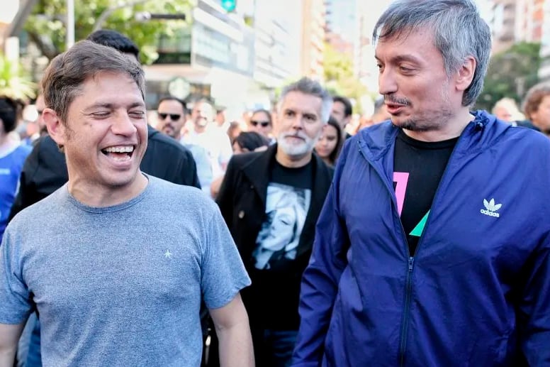 Gobernador Axel Kicillof y tirular del PJ bonaerense Máximo Kirchner.