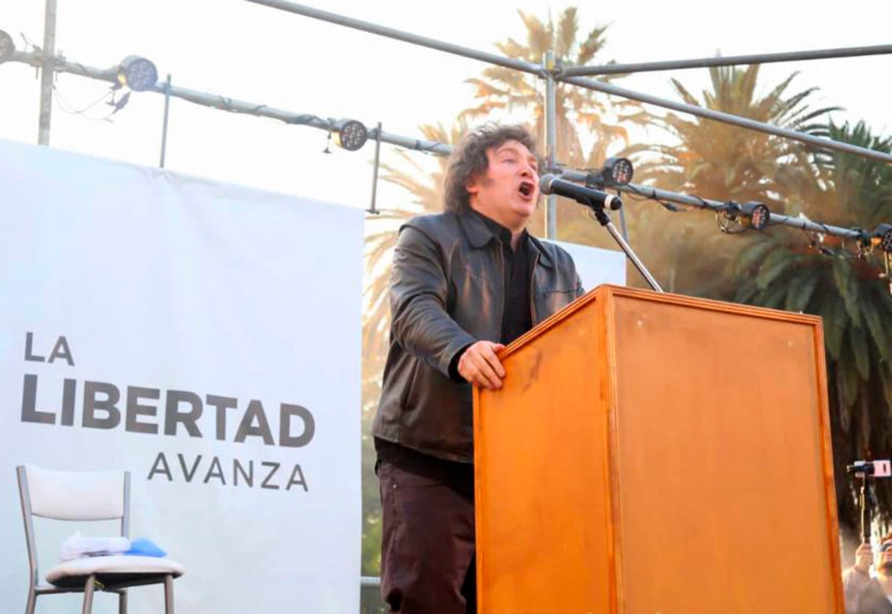 Milei, durante un acto de campaña. 