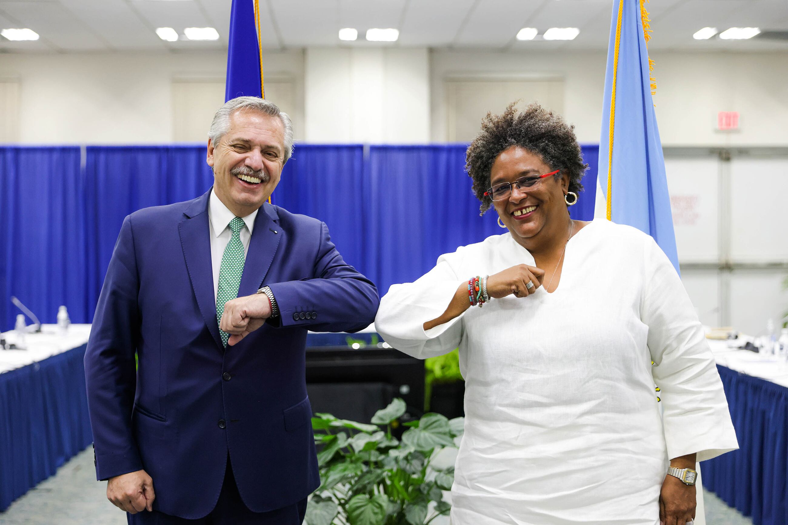 El presidente Alberto Fernández se reunió con la primer ministra de Barbados Mia Mottley.