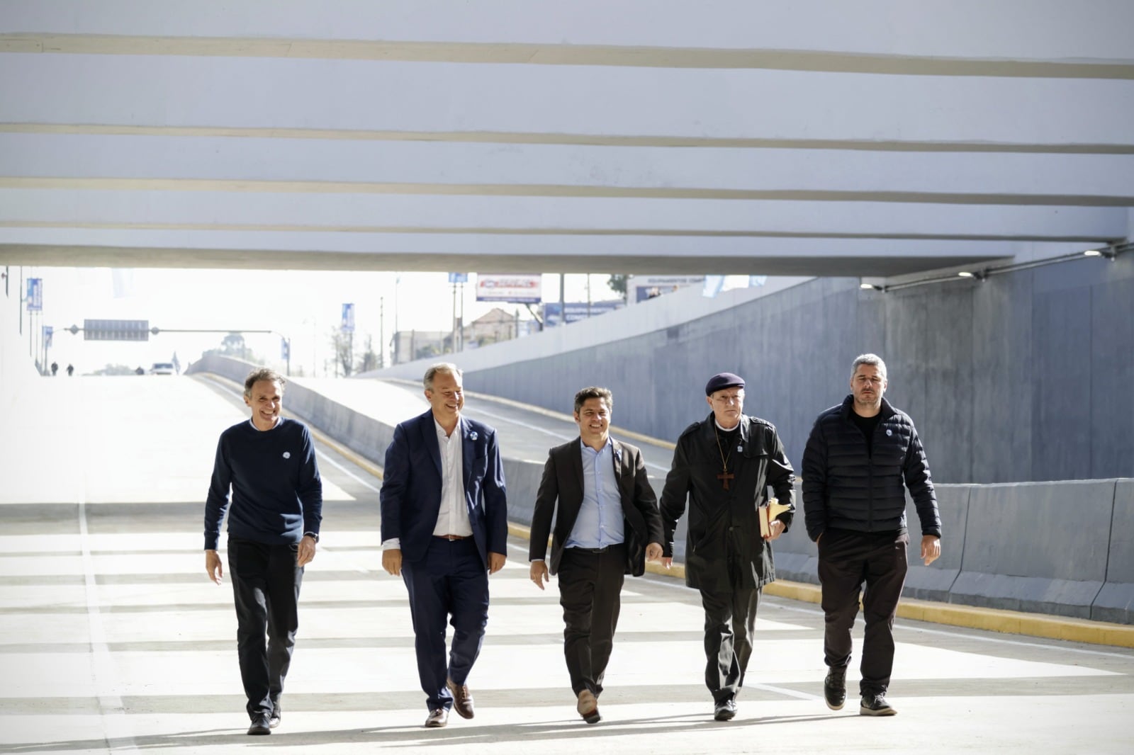 Kicillof y Cascallares, a la cabeza de la inauguración del nuevo viaducto. 