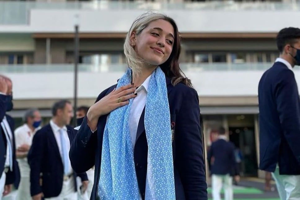 La nadadora Defina Pignatiello,  en la presentación de la delegación en Tokio.