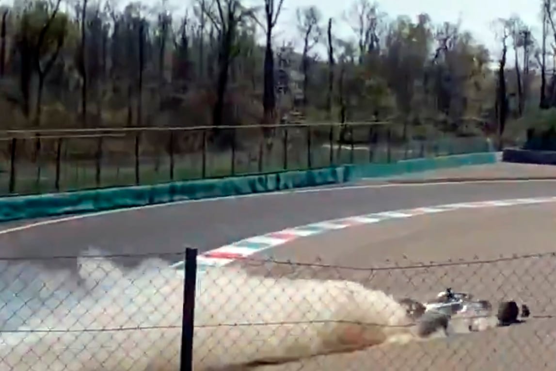 Colapinto, sin frenos traseros, se despistó en los ensayos de Monza