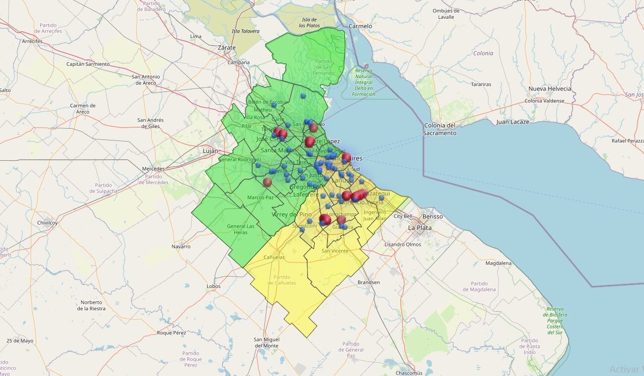 Los clientes de Edesur y Edenor pueden consultar el mapa de cortes de luz en tiempo real. Imagen: Captura ENRE.