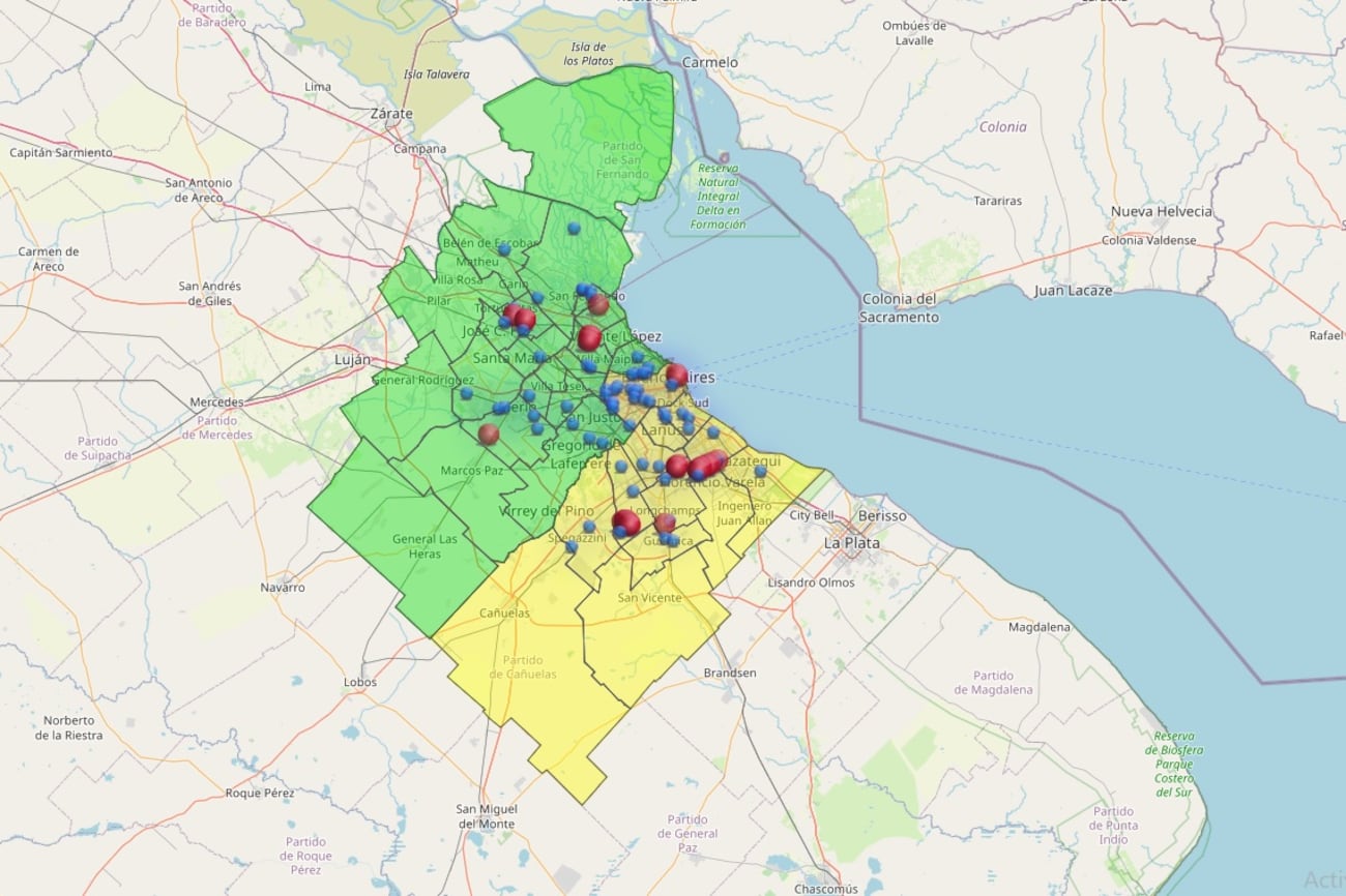 Los clientes de Edesur y Edenor pueden consultar el mapa de cortes de luz en tiempo real. Imagen: Captura ENRE.