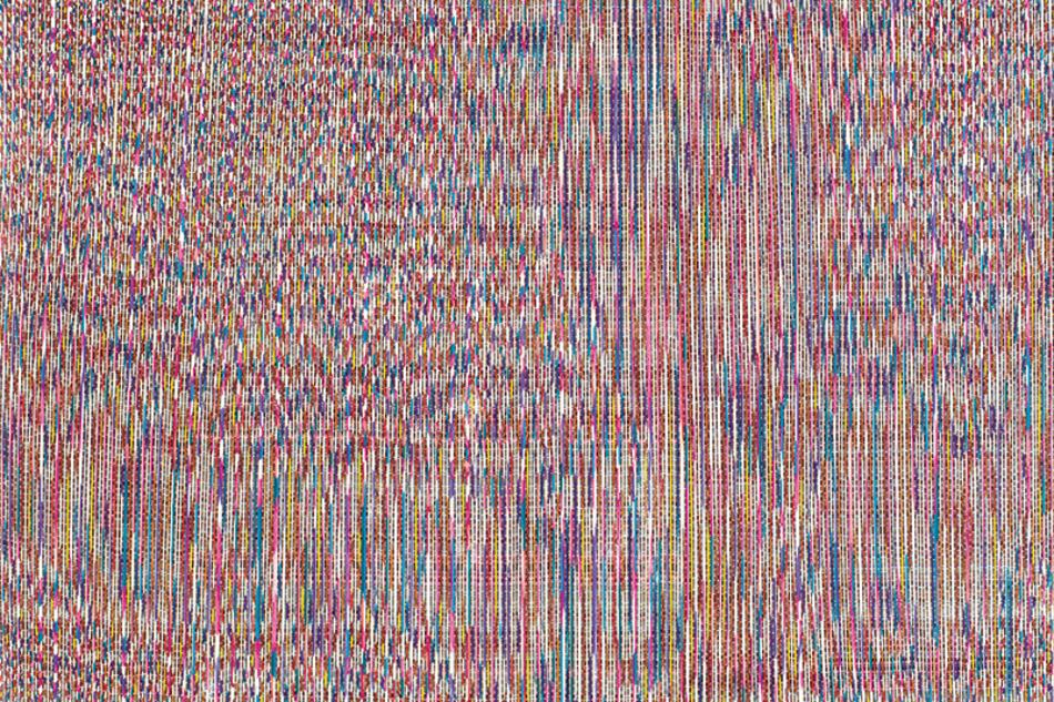 Leñoutopía cromática espacial 4. 2017. Maderas en chapas teñidas, planchuela de cobre, terciado fenólico