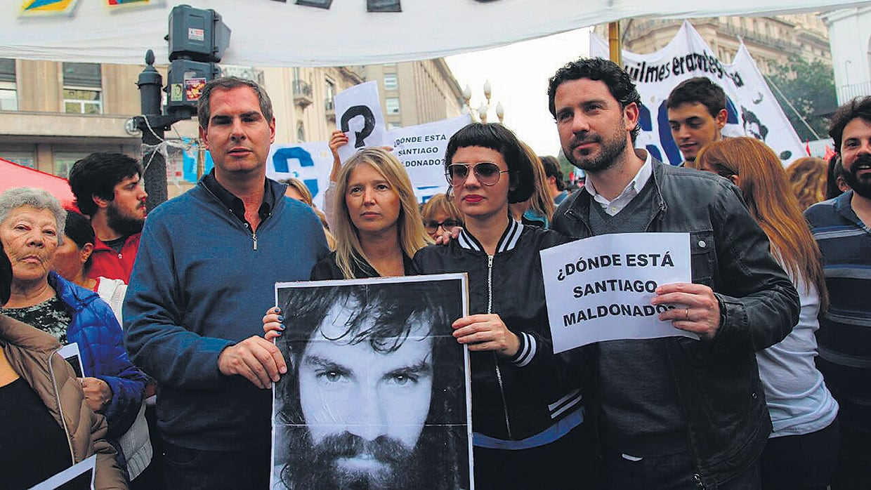 Santiago Roberto, Cristina Alvarez Rodríguez, Gisela Marziotta y Francisco Cafiero, en la marcha por Maldonado.