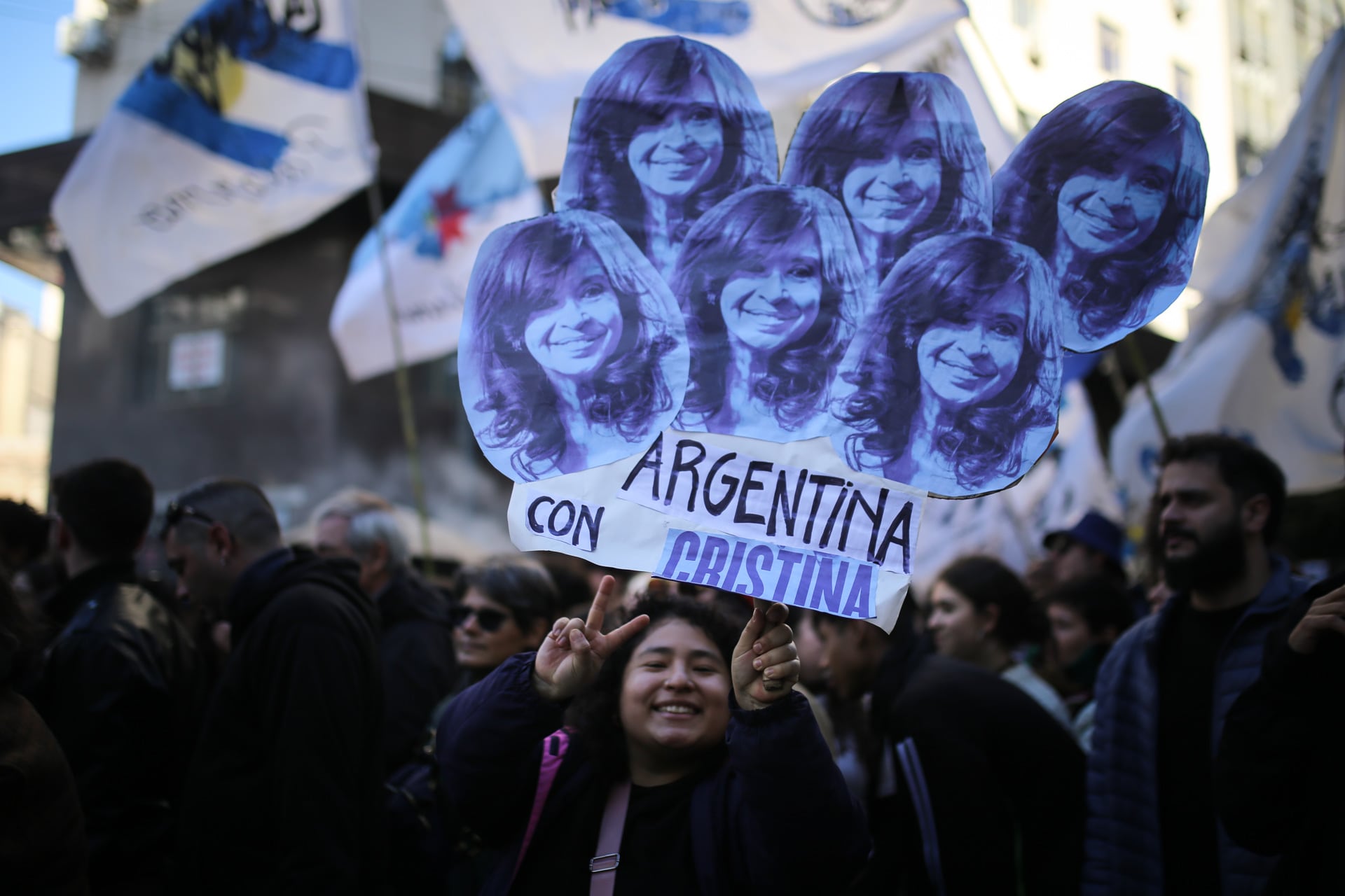La imagen de la ex presidenta multiplicada en la marcha del miércoles. 