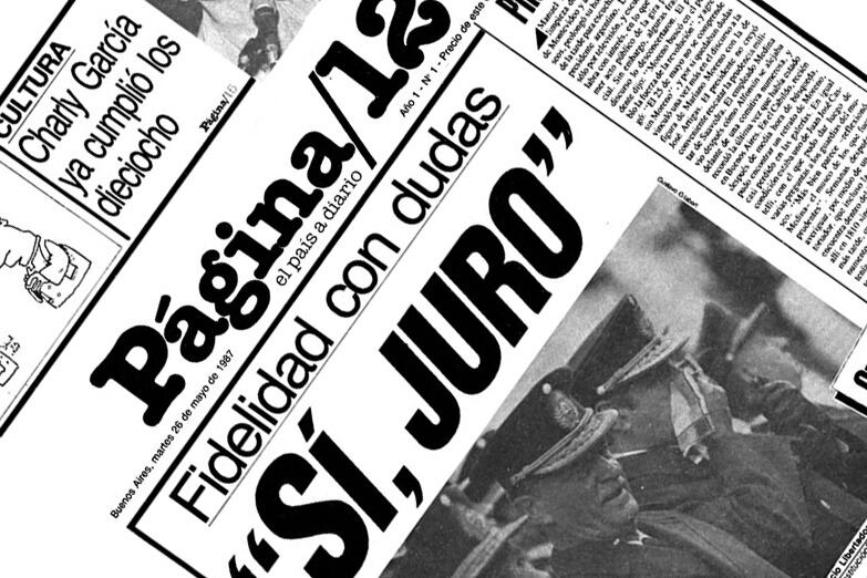 En 1987 aparece PáginaI12. El diario es uno de los medios que nacen al calor de la recuperación de la democracia y pone en agenda la cuestión de los derechos humanos.