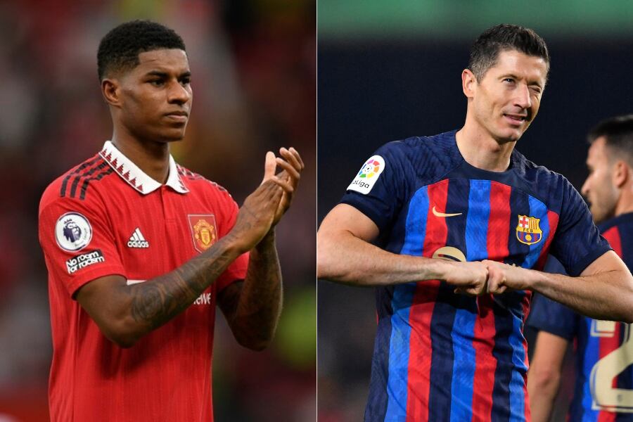 Marcus Rashford y Robert Lewandowski.