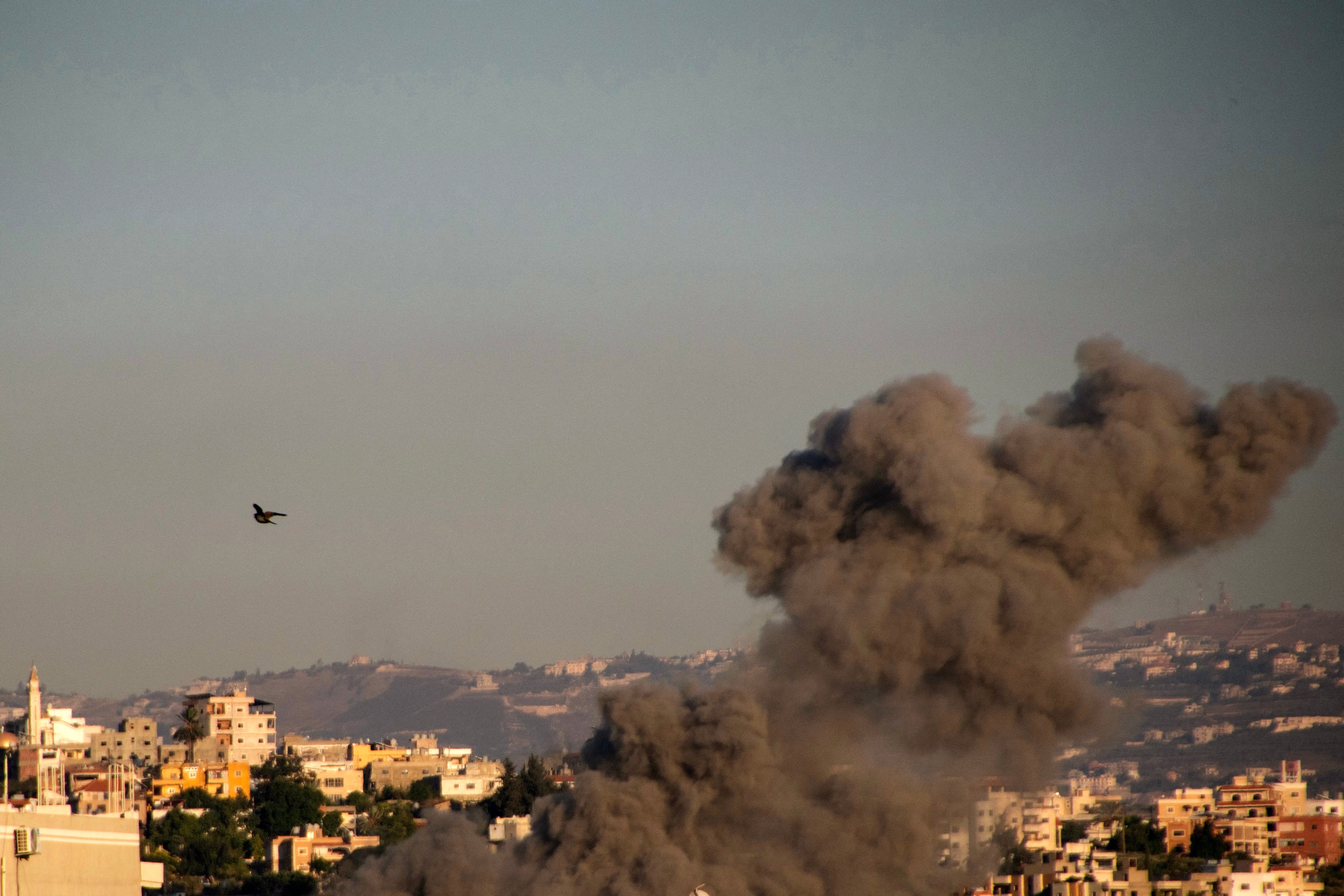Bombardeoisraelí en la ciudad de Tiro, en el sur de Líbano.