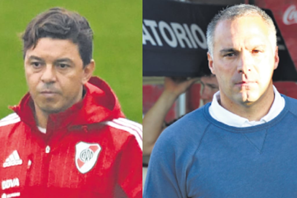 Frente a frente: Marcelo Gallardo, técnico de River, y Francisco Berscé, entrenador de Atlanta.