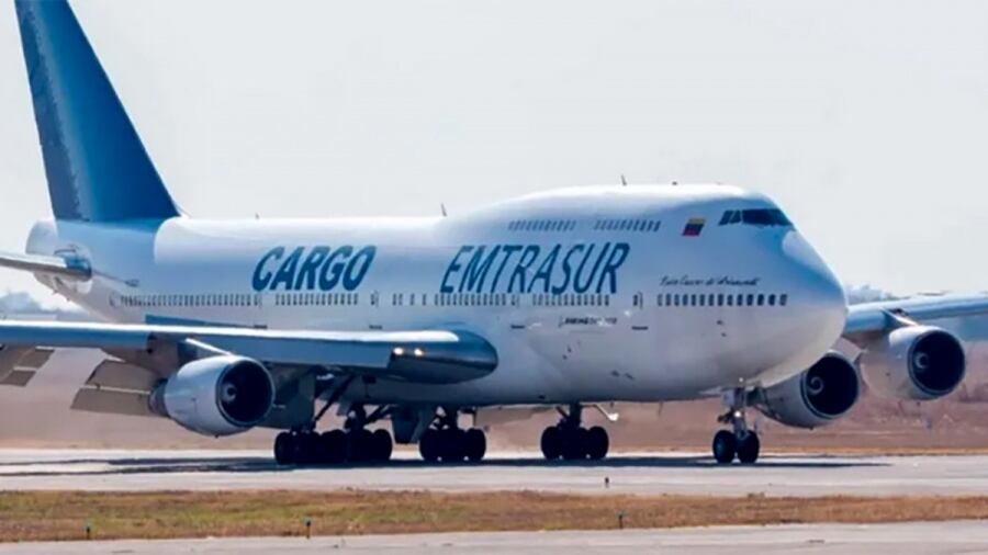 El avión venezolano de Emtrasur.