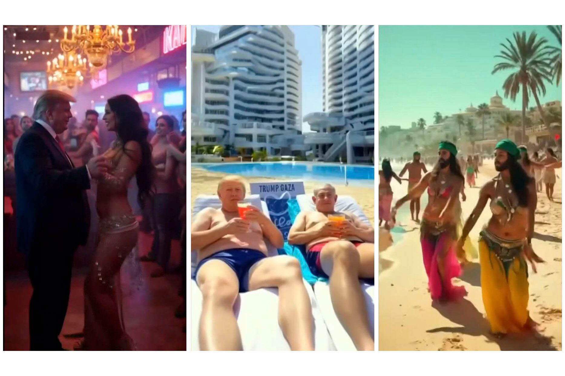 Imágenes del video de Trump de lo que sería Gaza reconvertida en zona turística. 