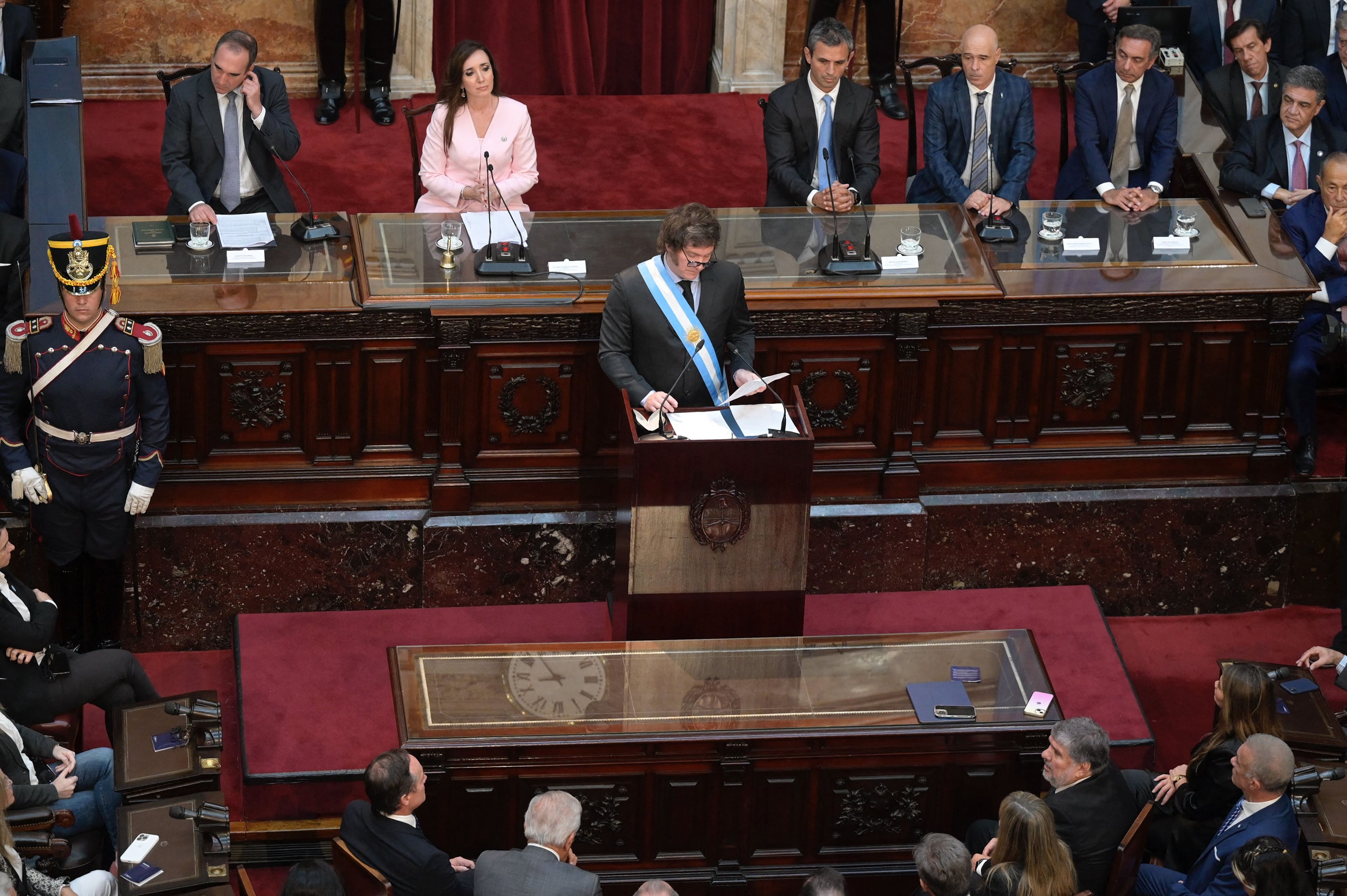 Javier Milei durante la apertura de sesiones en el Congreso