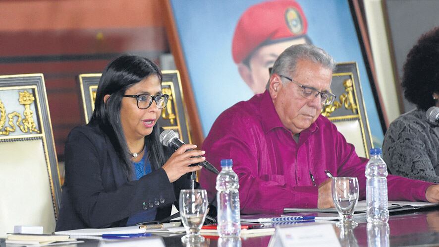 Delcy Rodríguez, presidenta del cuerpo, ayer con I. Rodríguez, segundo vice.