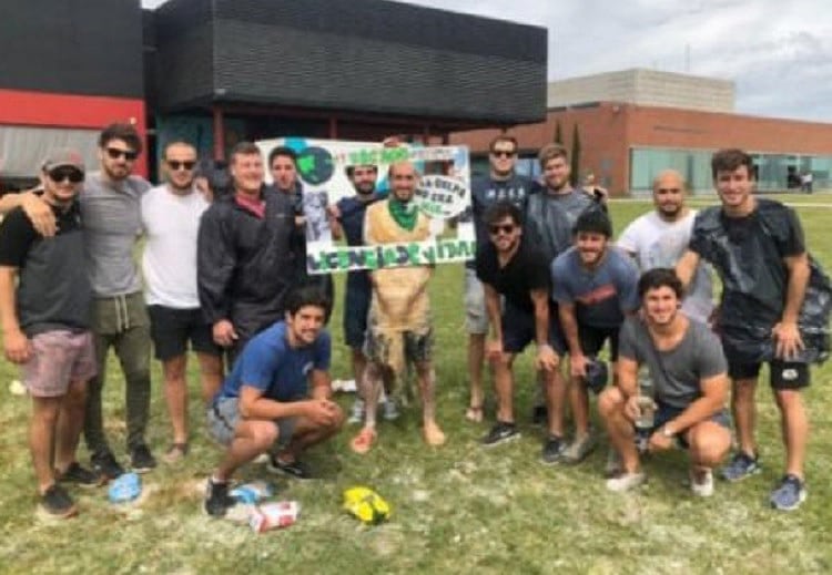 Vidal en el festejo que derivó en la sanción. 