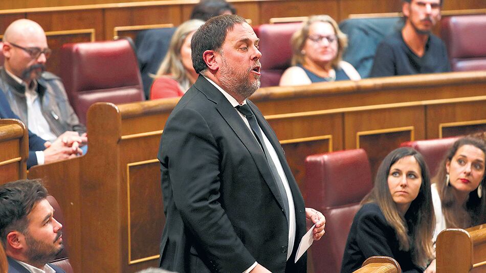 Junqueras, líder del ERC preso por sedición, durante una comparencia en el Congreso español.