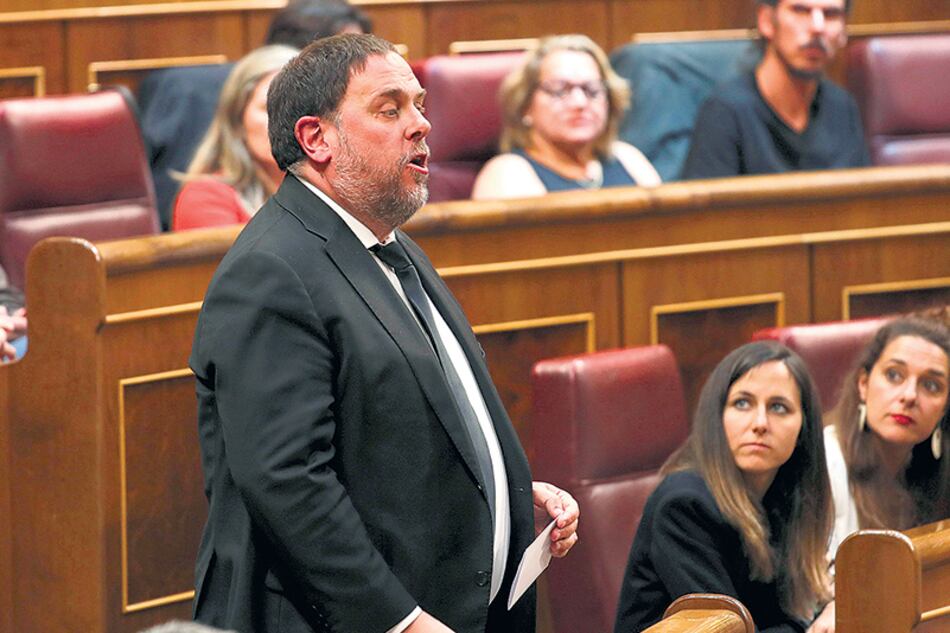 Junqueras, líder del ERC preso por sedición, durante una comparencia en el Congreso español.