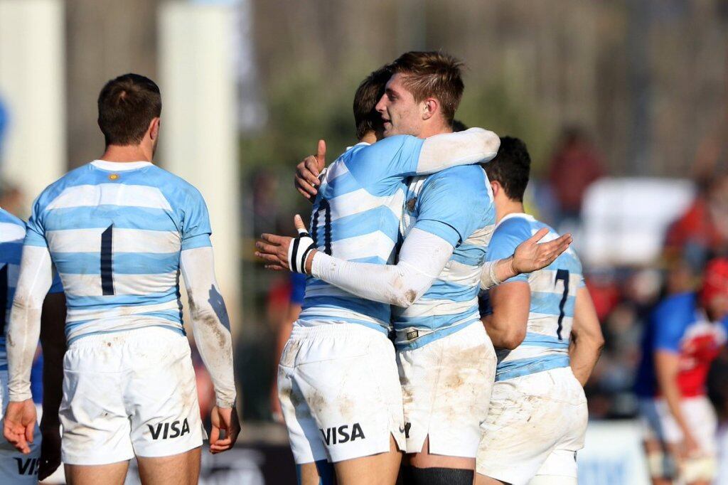 Festejo de Los Pumas 7, tras las clasificación.