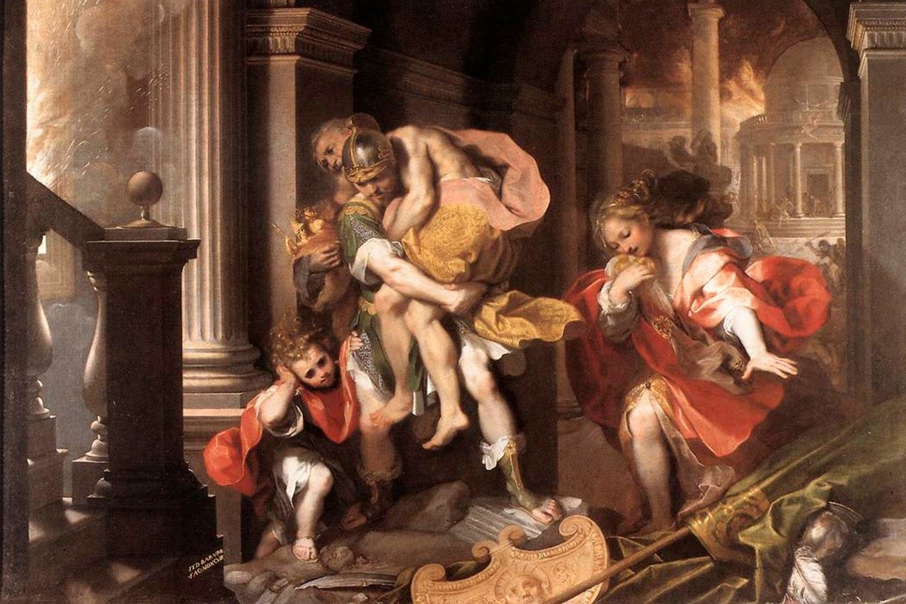 Eneas huye de Troya junto a su familia. Federico Barocci. 1598. Galería Borghese, Roma.