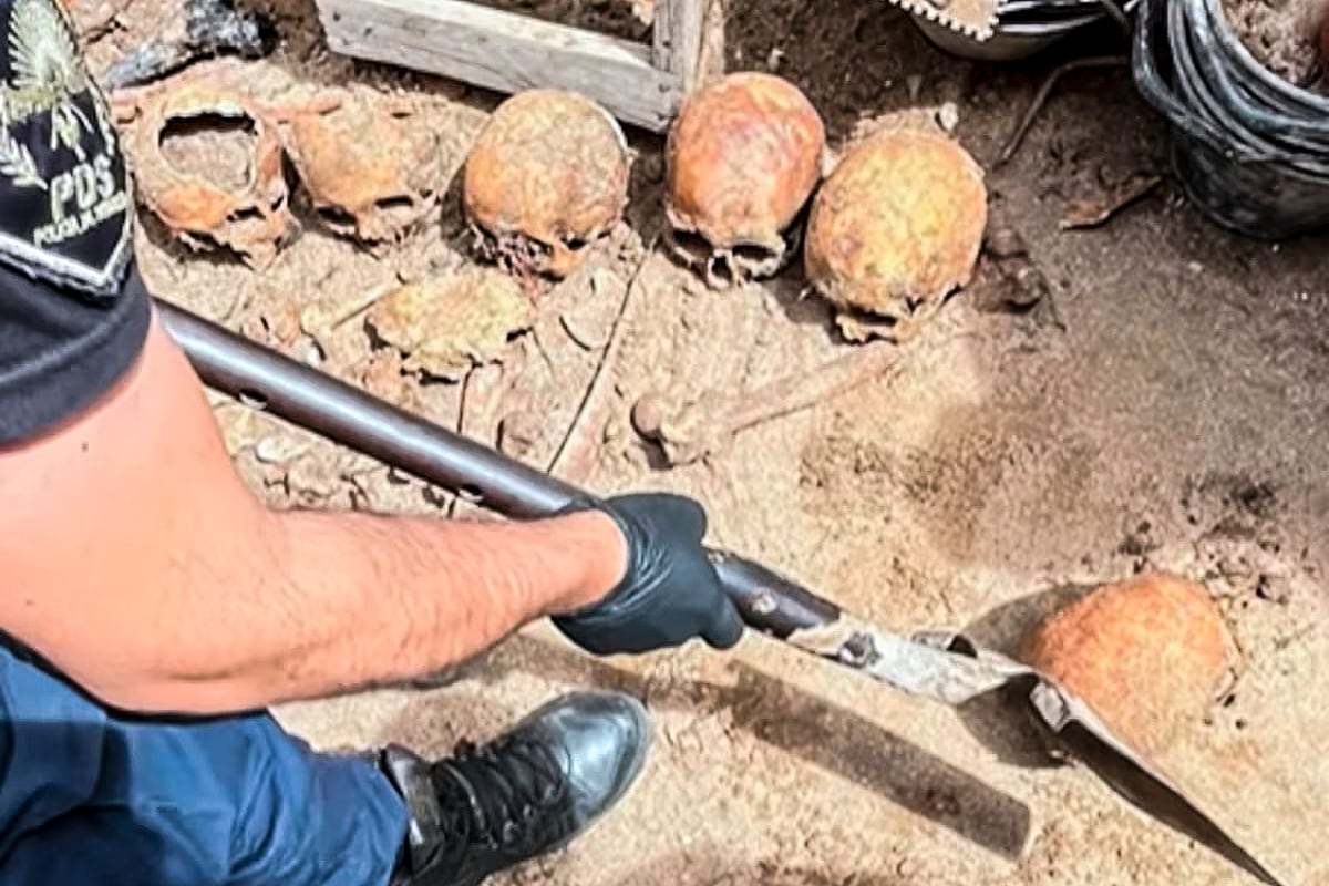 Encontraron 38 cráneos al fondo de una casa.