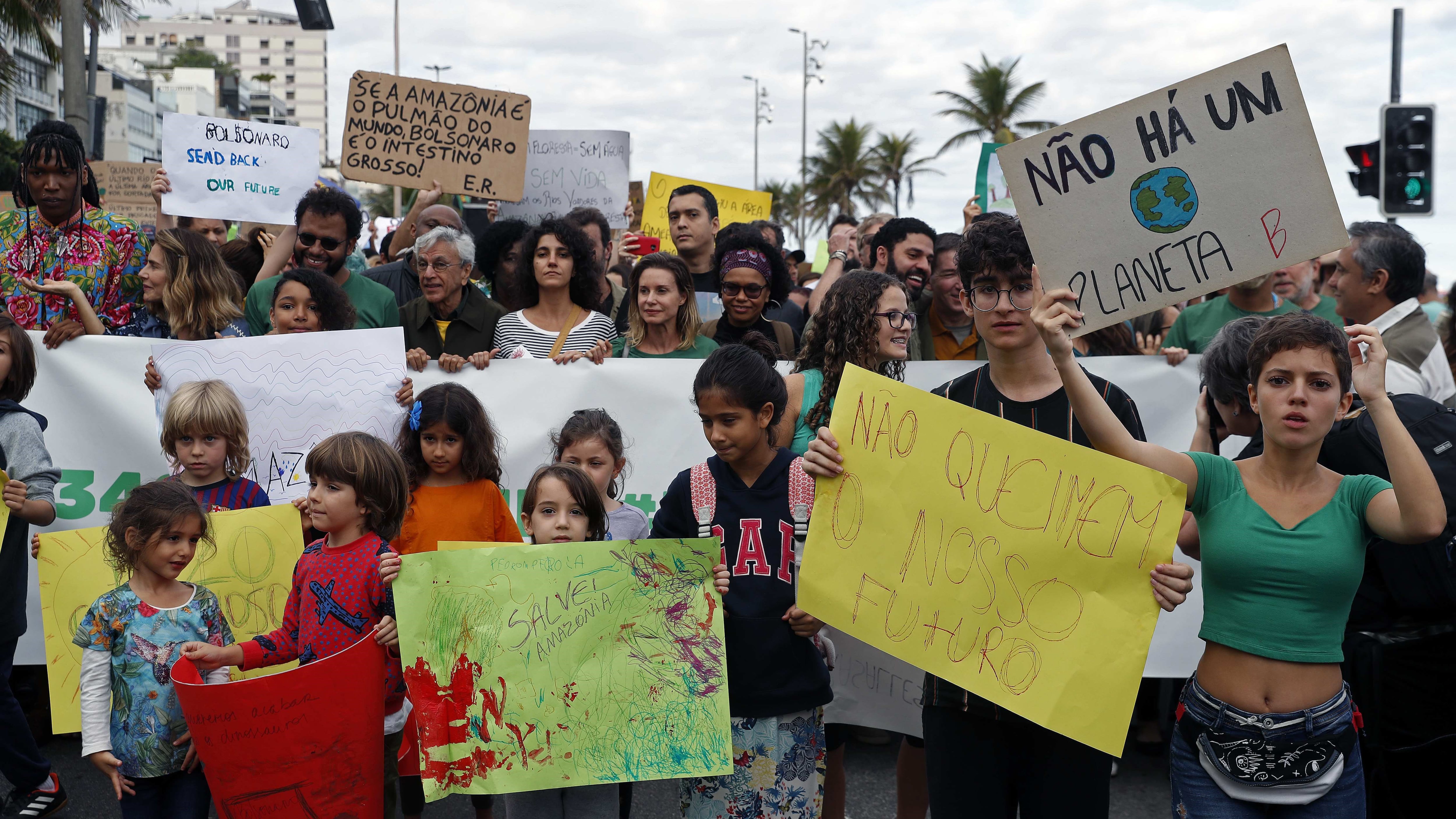 En Río de Janeiro manifestaron en contra de Bolsonaro por los incendios en la Amazonia.