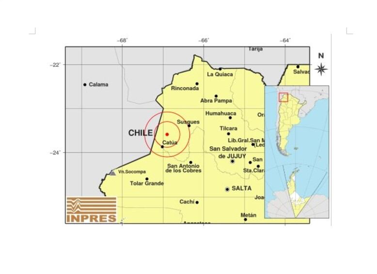 Informe del Instituto Nacional de Prevención Sísmica (INPRES) sobre el sismo en Jujuy. Foto: Captura de pantalla. 