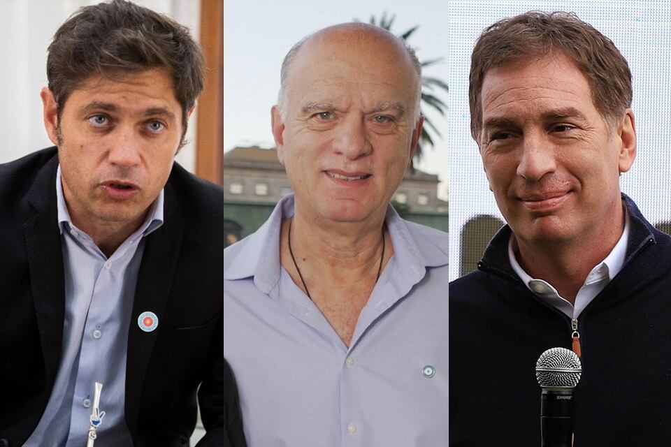 Axel Kicillof, Néstor Grindetti y Diego Santilli