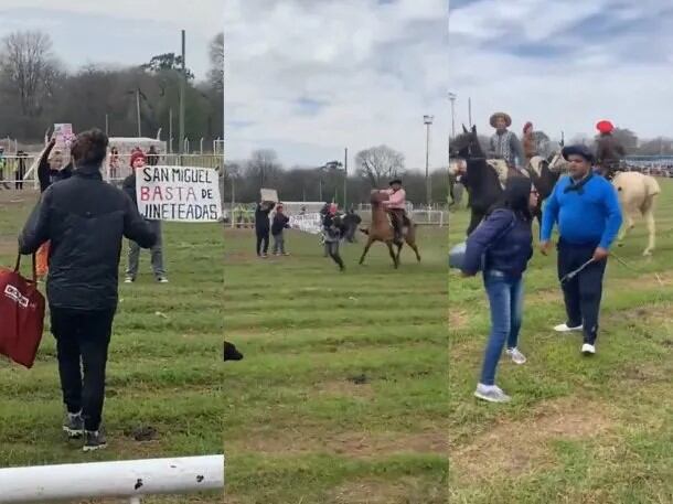 Las proteccionistas de animales fueron atacadas a golpes y rebencazos y corridas, insultadas y corridas por gauchos a caballo.
