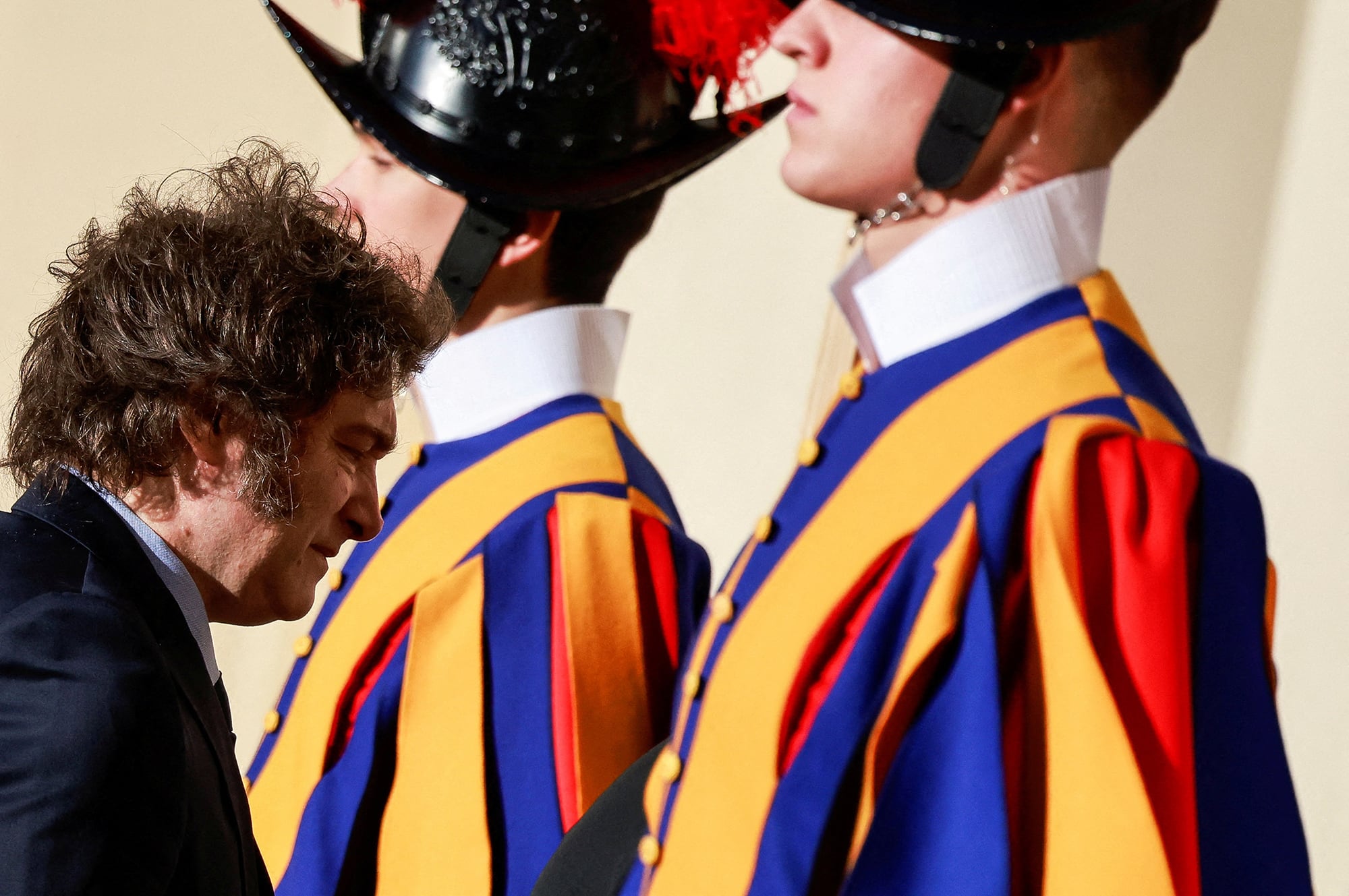 Javier Milei durante su visita al Vaticano en febrero.