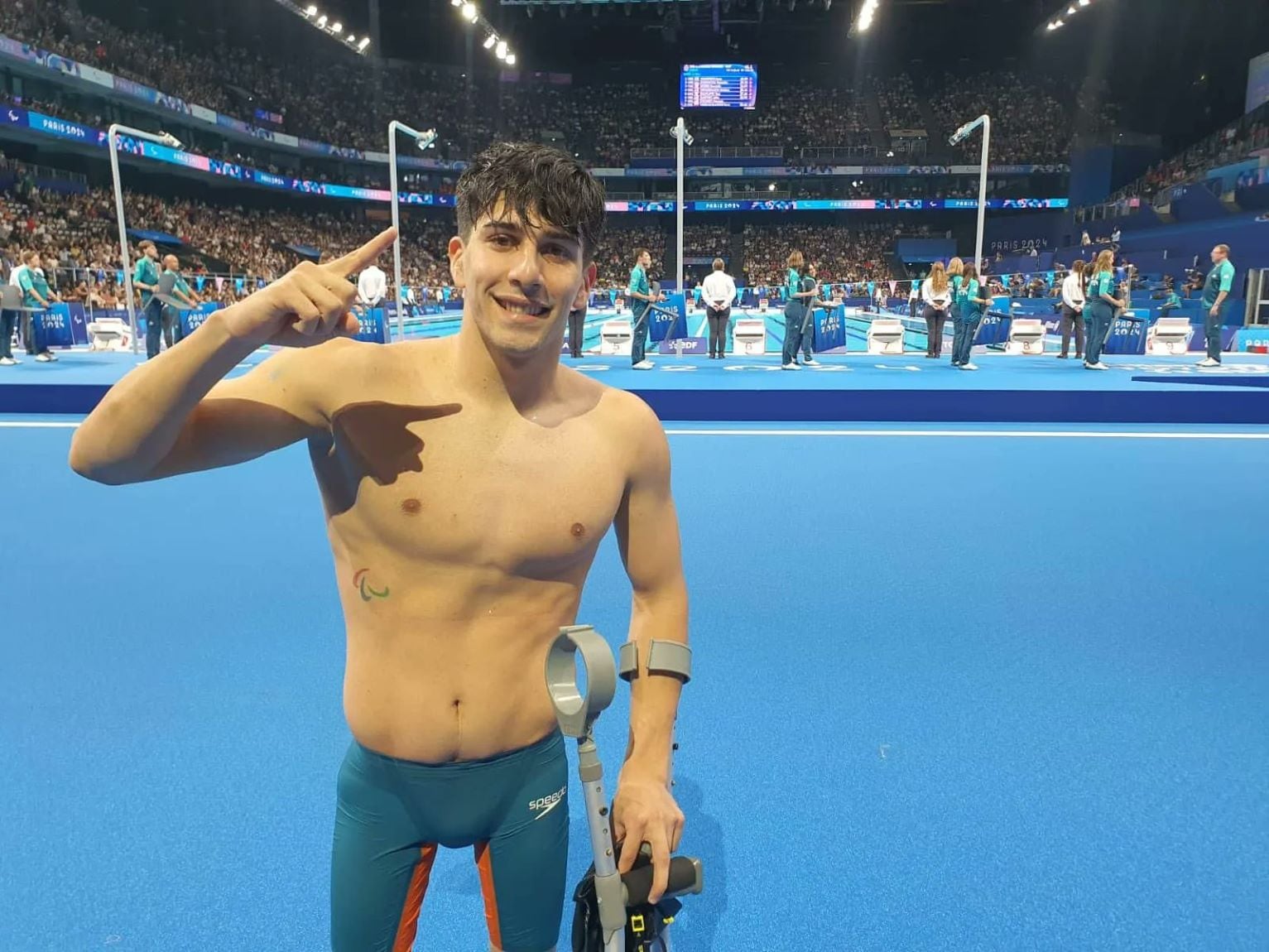 Basiloff, festejando la primera medalla para Argentina en los Paralímpicos. Imagen: @ParaDeportesOK.