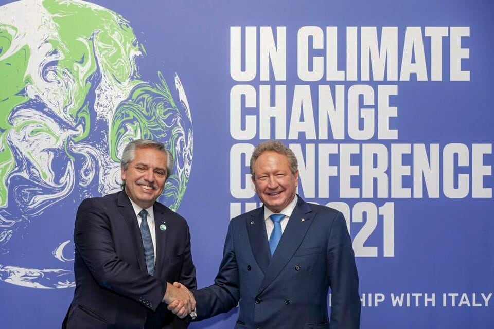 Alberto Fernández y el presidente de Fortescue, Andrew Forrest.
