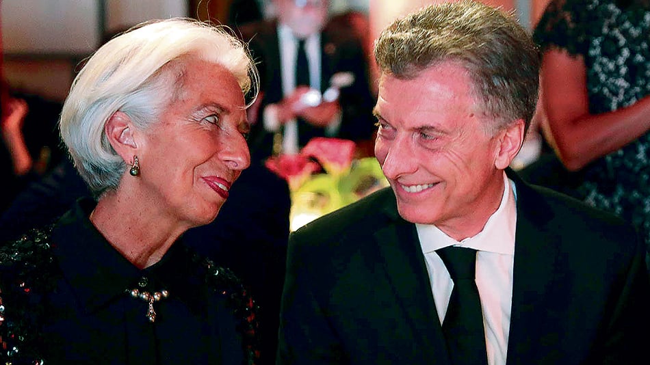 Christine Lagarde y Mauricio Macri, el lunes por la noche en la cena del Altantic Council.