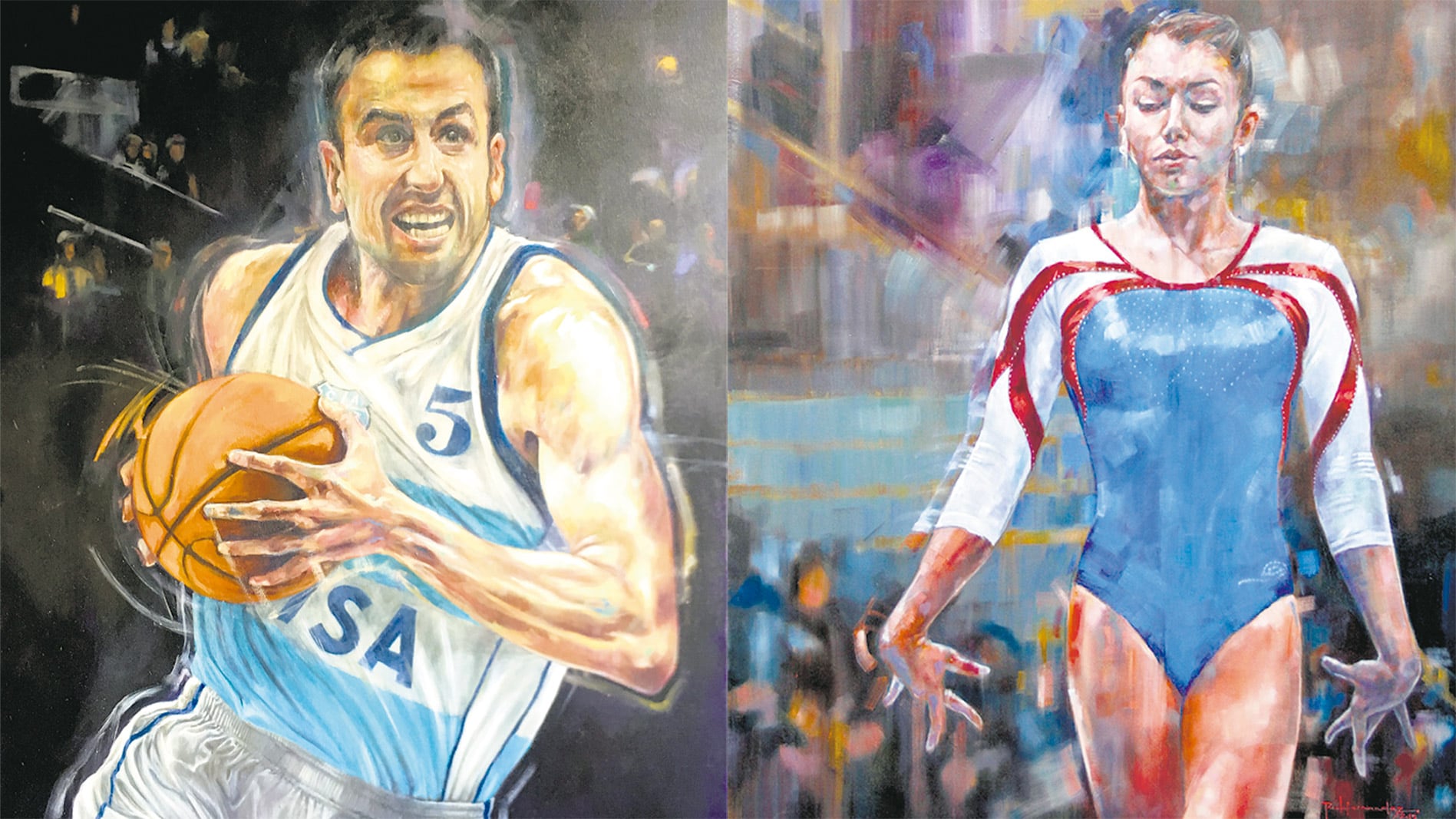 Algunas de las pinturas de la muestra “Cual precio a la victoria”.