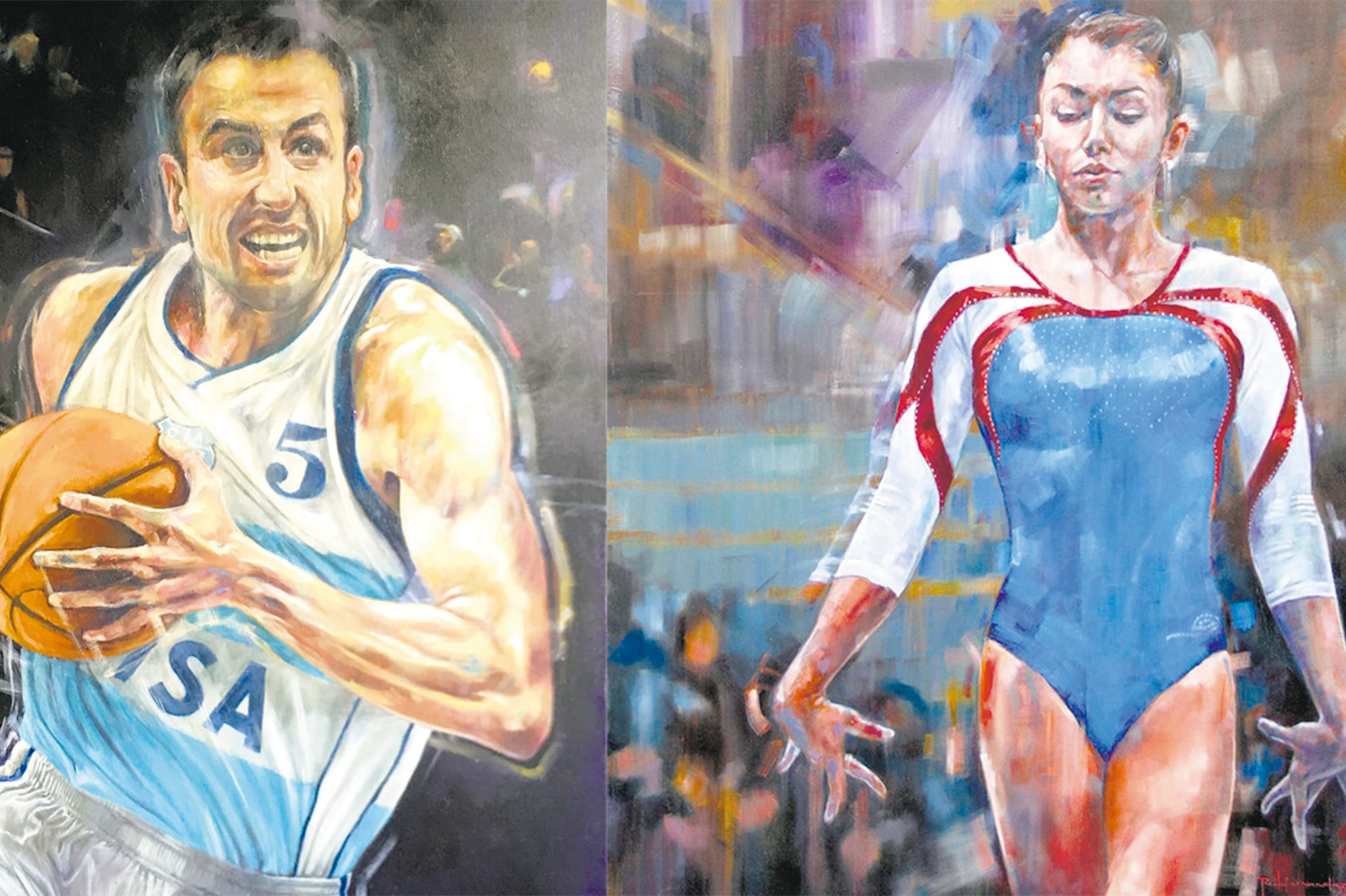 Algunas de las pinturas de la muestra “Cual precio a la victoria”.