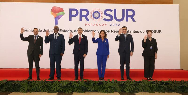 Foto: Autoridades de países del Prosur en la cumbre de este jueves, 21 de julio. Fuente: Ministerio de Relaciones Exteriores de Paraguay